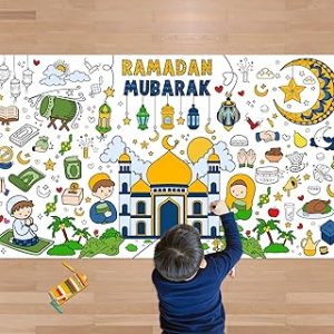 Ramadan Giant Coloring Poster/Tablecloth-Ramadan Decorations