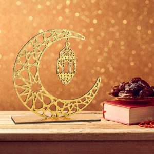 Ramadan Decorations Islamic Eid Mubarak Kareem Table Sign Moon