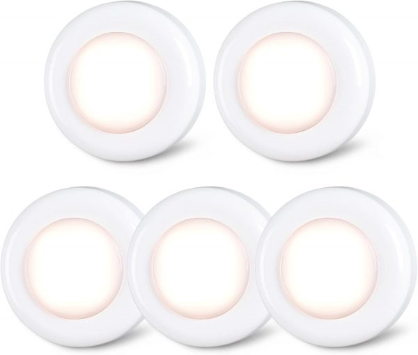 STAR-SPANGLED LED Push Tap Light, Portable Under Cabinet Lighting Puck Lamp, Night Touch DIY Stick On